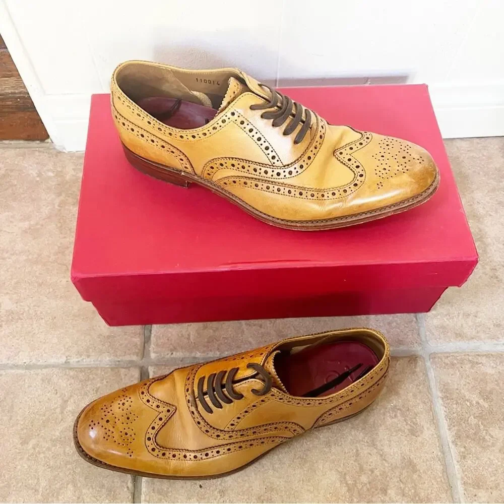 GRENSON Archie Triple Welt Men’s Dress Shoe in Cognac Size
